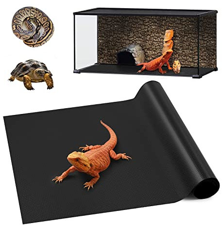 Reptile Carpet, Bearded Dragon Substrates, Tortoise Bedding Mat, Terrarium Substrate Liner for Leopard Gecko, Tortoise, Turtle, Lizard, Snake, Iguana Reptile Tank Accessories Black(45x180cm)