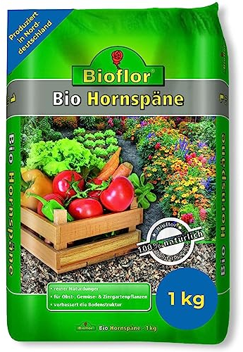 Bioflor Hornspäne 1 kg I Kraftquelle für gesunde Pflanzen I natürlicher Hornspäne-Dünger I langsam wirkender & organischer Dünger I Garten-Dünger für gesundes Wachstum I Naturdünger
