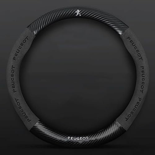 Couvre Volant Cuir Microfibre pour Peugeot 208 I 2012-2019, Antidérapante Couvre Volant Voiture Respirant PU,Black-A