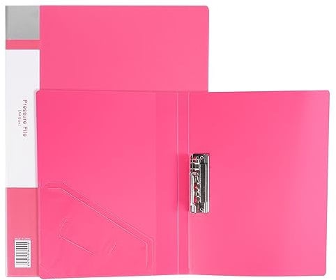 PATIKIL 9.3x12.2 Punchless Binder Clamp, 2 Pcs Plastic Single Strong Clip Clamp Binder Without Rings Sheet File Folder Protector for A4 Size Paper Office, Rose Red