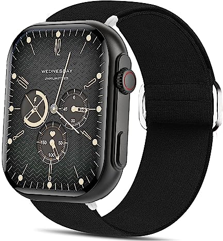 Blueshaweu für HOLALEI Smartwatch 2.01 Zoll ZL80 Einstellbar Stoff Armbänder, Weich und Dehnbar Elastizität Ersatzband für HOLALEI ZL80 Smartwatch (schwarz)