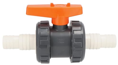 Duraol Vanne à bille 2 voies pour piscine avec raccord tuyau 32/38 mm | Robinet à boisseau sphérique pour piscine | Raccord PVC à coller | Accessoire de piscine prémium