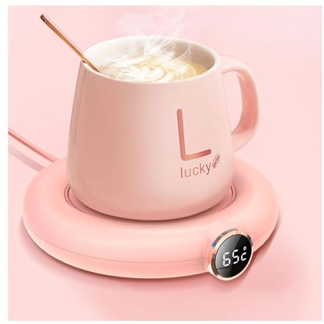 Scalda-tazze da caffè, USB con scatola, scalda tazza per scrivania con spegnimento automatico, 3 impostazioni di temperatura, scalda tazza da caffè, regalo per donne, regalo per Natale (rosa)