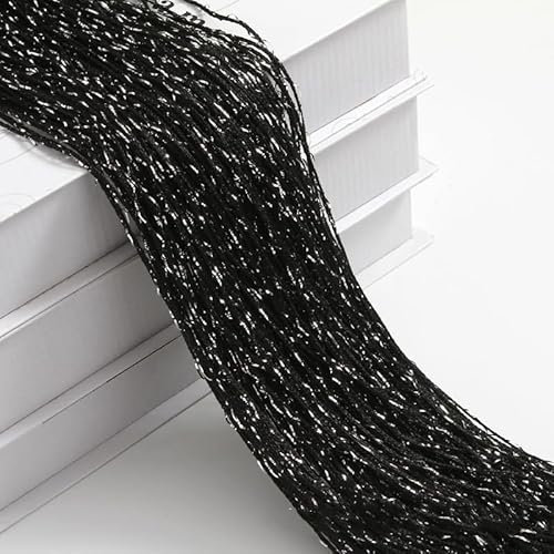 SYSUII Lot de 2 rideaux à fils 100 x 200 cm - Rideau anti-mouches pour porte de terrasse - Rideau décoratif - Séparateur de pièce - Rideau de fenêtre - Rideau en corde pour portes, salon - Noir