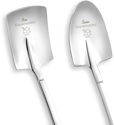 yumcute Edelstahl Kaffeelöffel mit Gravur Sein Eiscremelöffel Irn Eiscremelöffel Besteckset für löffel Dessertlöffel Joghurtlöffel Tafelbesteck Weihnachten Geschenk handpoliert Teelöffel 2 Stück