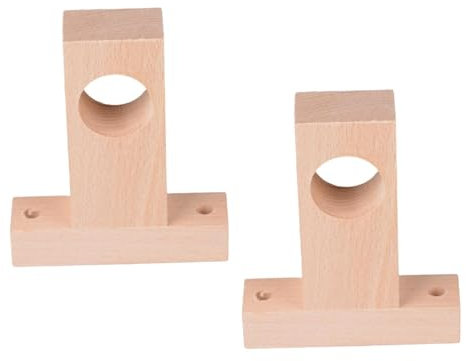 Folpus 2 Stück Holzstangenhalter, Gardinenstangen-Stützhalterung, Schrankstangenende, Holz-Gardinenstangenende für Lager, Küche, Restaurant, Lochdurchmesser 3cm