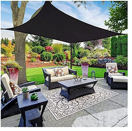 Sun Shade Sail 2x3m Rectangle Shade Waterproof UV Block Canopy Sunscreen Awnings for Garden Patio Outdoor Summer Party Playground - Black PenKee