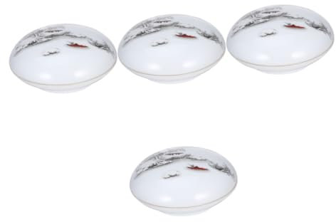 SEWACC 4pcs Chinese Style Ink Pad Ceramic Box Portable Ink Pad for Calligraphy Craft Projects Bright for Home School Creative Expression