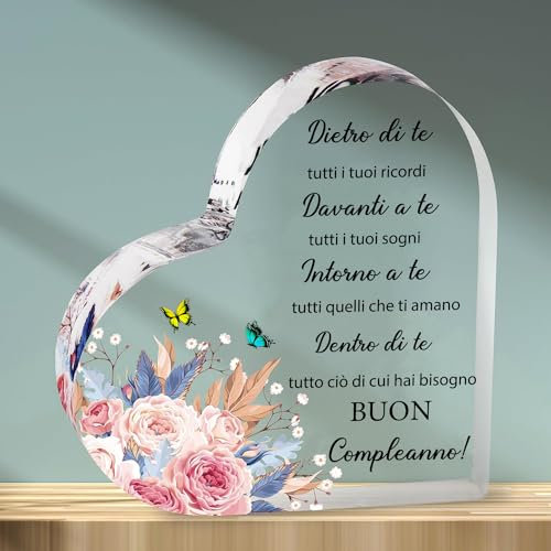 PulangRen Regalo Donna Compleanno, Placca Acrilica-BUON Compleanno, Regalo Amica Compleanno, Regalo Mamma Compleanno, Regalo Compleanno Donna, Idee Regalo Donna Mamma Amica