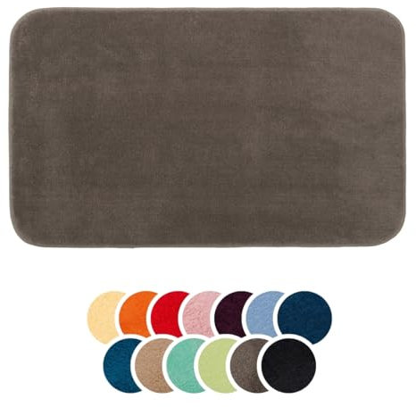 liebling Badteppich, 100% Polyester - Mikrofaser, Serie Santos, 50 x 70 cm,1500 g/m², 30 Grad waschbar, Farbe: Taupe