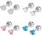Ohrstecker Edelstahl, Ohrstecker Herz mit Herzförmigem, Mehrfarbigem Zirkonia Ohrringe Damen 4 mm