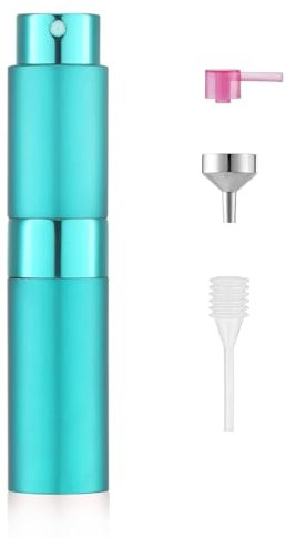 Toureal Aluminio 8ml Atomizador Perfume Recargable, Perfumador Dispensador de Viaje, Spray Pulverizador Pequeño para Colonia (Azul)