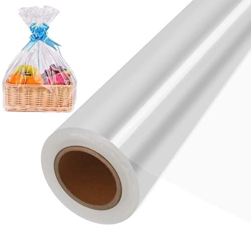 Papier Transparent pour Emballage 2,3 mil - Rouleau Cadeau Fleuriste 40 CM x 50 M pour Fleur