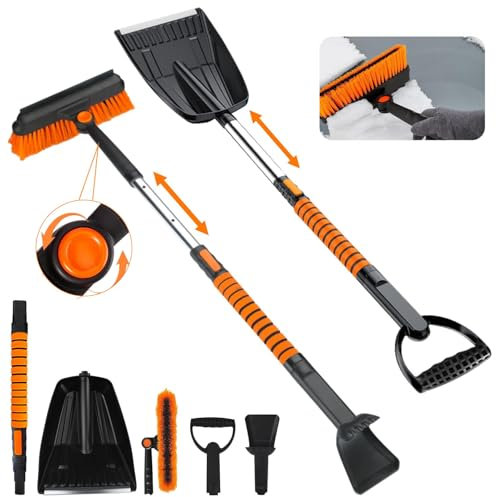 BGTLJKD Spazzola da Neve Auto 4 in 1 Kit Spazzolone e Pala da Neve per Auto, Raschietto per Ghiaccio e Spazzola da Neve, Spazzola da Neve per Auto Rimovibile per Auto, Camion, SUV Veicoli