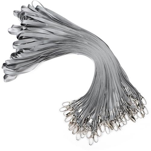 Segus Schlüsselband mit Karabiner, 50 Stück Schlüsselbänder zum Umhängen, Schlüsselanhänger Lang, Schlüsselanhänger Band für Büro, Schule, Krankenhaus, Fabrik (Dunkelgrau)
