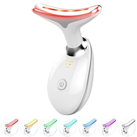 Facial Massager for Face and Neck, 3 Modes Face Sculpting Wand with 7 Color LED Light, Red Light for Face and Neck Tool for Skin Care Face Lift Device Facial Sculptor with Vibrating, Warming
