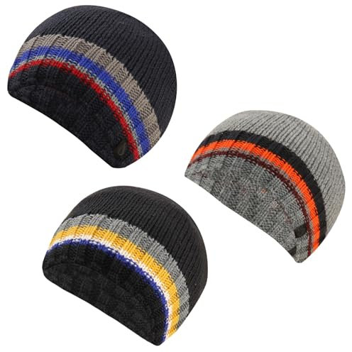 A2Z Herrenmütze, gestreift, mit Fleece gefüttert, weich, dehnbar, langlebig, stilvoll, Winter, warm, gemütlich, bequem, leicht, atmungsaktiv, für kaltes Wetter, modisch, für drinnen und draußen, 3