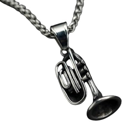 Faszinierend Halskette Ketten Schmuck Herren Frauen Anhänger Necklace Saxophon Langer Pullover Kette Instrument Anhänger