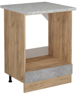 Vicco Herdumbauschrank R-Line, Herdschrank, Beton, 60 cm AP Marmor