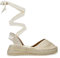 BOSANOVA Alpargatas para Mujer con Total Look Rafia, Detalle de Pala con Escote corazón y Suela de cuña de 5 cm. Talonera Trasera con Tiras largas. Calzado para Mujer Beige 36