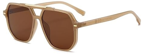 AmazingRose Klassische quadratische Doppelbrücke Sonnenbrille für Damen und Herren, trendige übergroße UV400 Sonnenbrille (Braun)