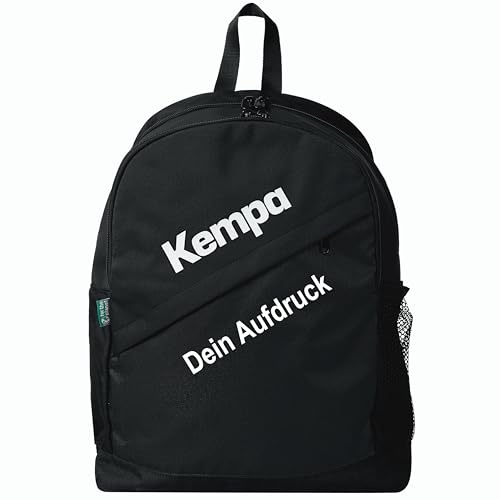 Kempa Sportartikelland Angebote Team Junior Rucksack für Kinder schwarz mit Aufdruck Name