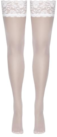 Cottelli Legwear Damen Halterlose Strümpfe, Weiß, 4