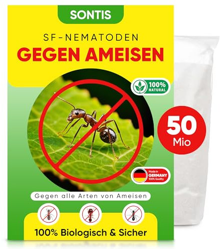 SONTIS - Aktive SF-Nematoden gegen Ameisen – 50 Mio für 100qm - Natürliche Unterstützung bei Ameisen im Garten - mit Nestwirkung – umweltfreundlich, ohne Chemie, einfach anzuwenden