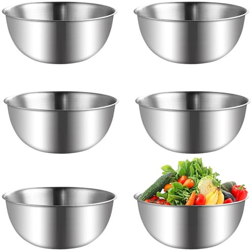 Roysmart 6 Stück Edelstahl Schüssel, Rührschüssel aus edelstahl, Multifunktionale Küchenschüssel, Spülmaschinenfest, Salatschüssel Edelstahl für Müslischale, Dipschale, Snackschale