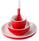 Vajilla de porcelana de imitación blanca comercial con borde de calcomanía, color rojo y blanco esmerilado de doble color