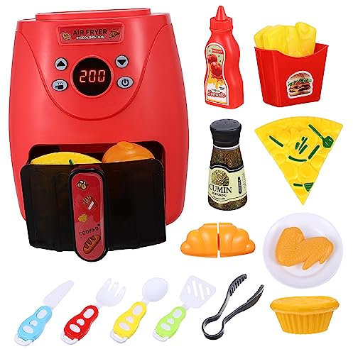 YARNOW Friteuse à Air Jouet Garçon et Filles avec Aliments de Jeu Modèle Changement de Couleur Ensemble Cuisine pour Jeu de Rôle Activités Intérieures Jouet Éducatif
