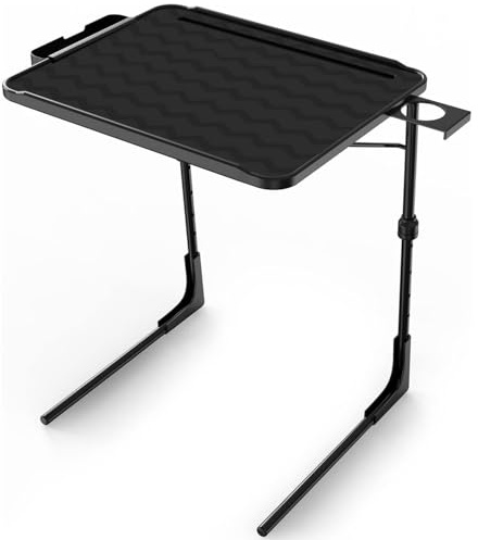 Ceciliec TV Tray, TV Table, Folding Table Trays, TV Dinner Tray on Bed & Sofa, Comfortable Folding Table, TV Trays for Eating, Portable and Adjustable TV Table, Black