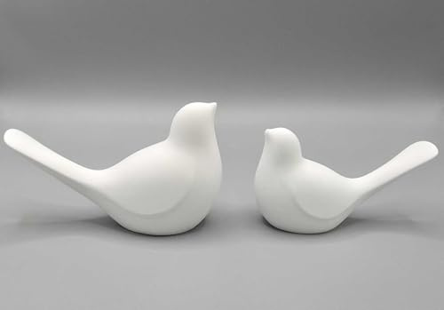 Generisch Deko Figuren Set - Vogel-Pärchen groß & klein, aus keramischem Gießmaterial, handgemacht, Frühlingsdekoration
