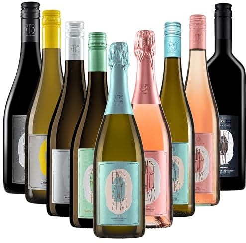 9er Weinpaket alkoholfrei von Weingut Leitz - <0,5% vol - alkoholfreier Weißwein, Rotwein, Rosé & Sekt mit gratis Weinausgießer