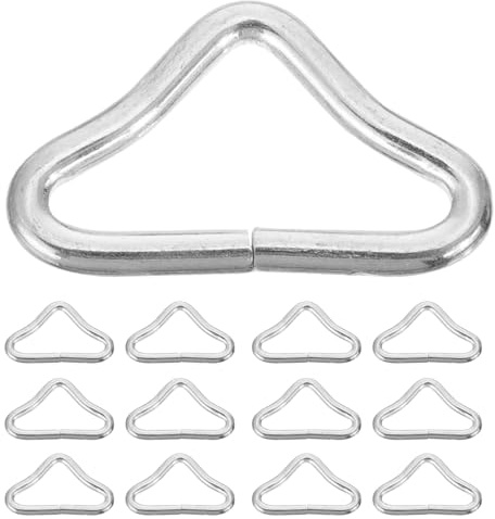 Angoily 40 Pcs Steel Triangle Rings Trampoline Jump Mat Hooks Mesh Cloth Buckle Connectors Replacement Clips for Outdoor Trampoline Netting and Bungee Bed Accessories