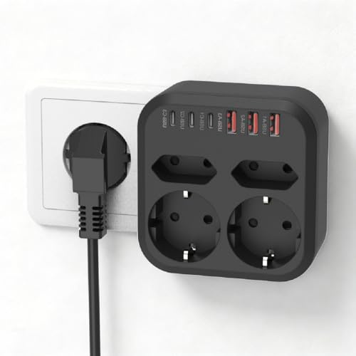 Steckdosenwürfel ohne Kabel, 4 Fach Steckdosenadapter Cube Mehrfachstecker mit 3 USB A & 3 USB C Mehrfachstecker, 10 in 1 USB Würfel Steckdosen Steckdosenleiste Ladegerät für Büro Hause Reisen