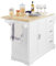 SoBuy Desserte de Cuisine à roulettes Îlot Central avec Plan de Travail Extensible 2 Tiroirs et Étagères Réglables Chariot Mobile pour Cuisine ou Salle à Manger 130 x 46 (+ 25) x 91 cm FKW41-WN