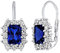 SILVEGO - Boucles d'Oreilles - Argent 925/1000 - Saphir Bleu Foncé Synthétique Rectangle