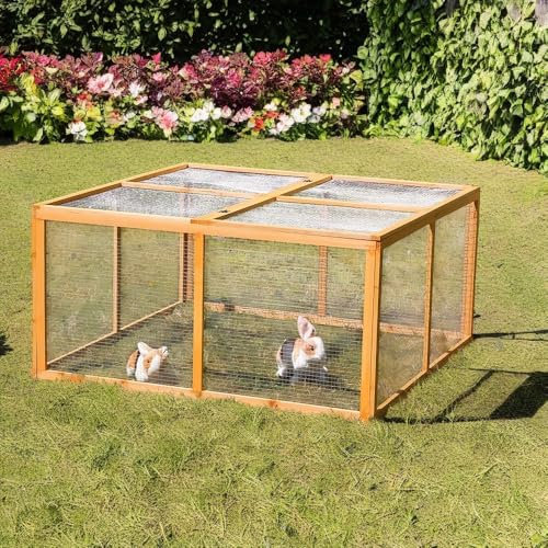 Mucola Freilauf 120x120x59cm Freilaufgehege Hasenstall Freigehege Holz Tiergehege Tierlaufstall aufklappbar Freilaufkäfig Kaninchenstall Kleintierstall