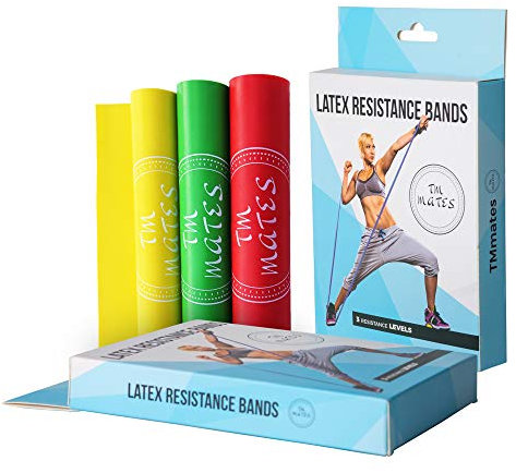 TMmates Widerstandsbänder Fitnessband Gymnastikband Fitnessbänder 3er-Pack, 100% natürliche Latexbänder für Ausdauertraining, Fitnessstudio Physiotherapie Zuhause Yoga Schulter Gluteos