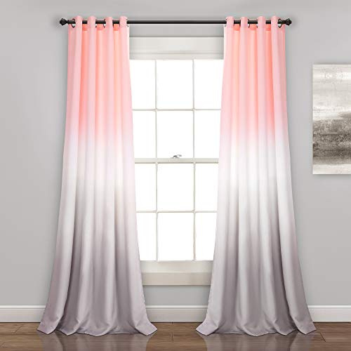 Lush Decor, Lot de 2 Rideaux occultants pour fenêtre de Salon, Salle à Manger, Chambre à Coucher (Paire), Rose pâle et Gris, 241,3 x 132,1 cm
