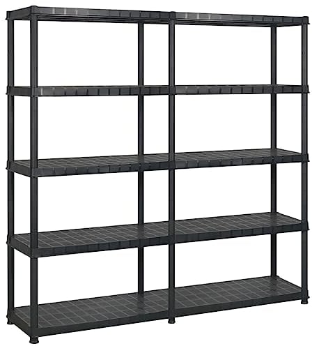 vidaXL Lagerregal mit 5 Böden Kunststoffregal Haushaltsregal Kellerregal Büroregal Regal Schwerlastregal Steckregal Schwarz 183x45,7x185cm Kunststoff