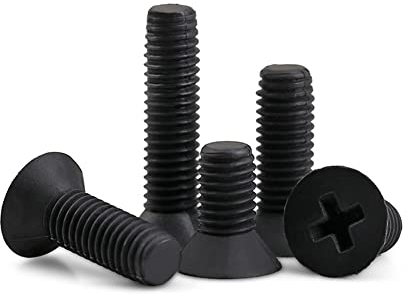CONPHERON Nylon Kreuzschlitz Senkschrauben Kunststoff Maschinenschrauben Schwarz, M3x10 mm,100 Stück