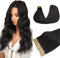 DOORES Tape in Human Hair Extensions Natural Black 16 Inch 20pcs 50g Silky Straight Real Hair Extensions Tape in Real Hair Glue in Extensions Skin Weft