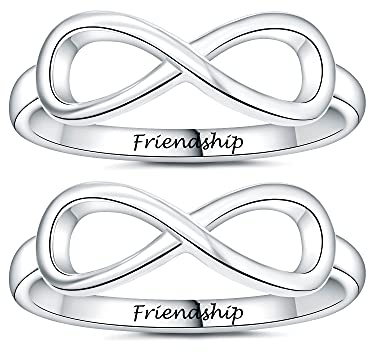 Freundschaftsring Beste Freundin Ringe für 2 Frauen Infinity Matching Freunde Bff Bestfriend Schwester Versprechen Paare Männer Frauen Männer Ihr Paar Set Seine und personalisierte gravierte Custom