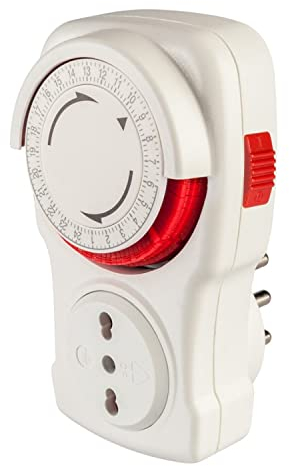 POLY POOL | PP1408AM Programmatore Giornaliero 250V Timer Programmabile per Spina Elettrica Temporizzata Timer Presa Elettrica a Ciclio Giornaliero di Colore Bianco