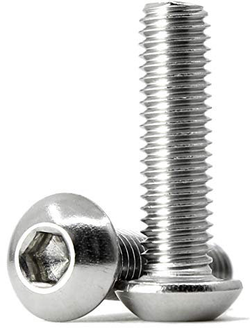 (20 unidades) M5 x 50 mm Tornillos de cabeza alomada con hexágono interior 304, acero inoxidable, rosca completa