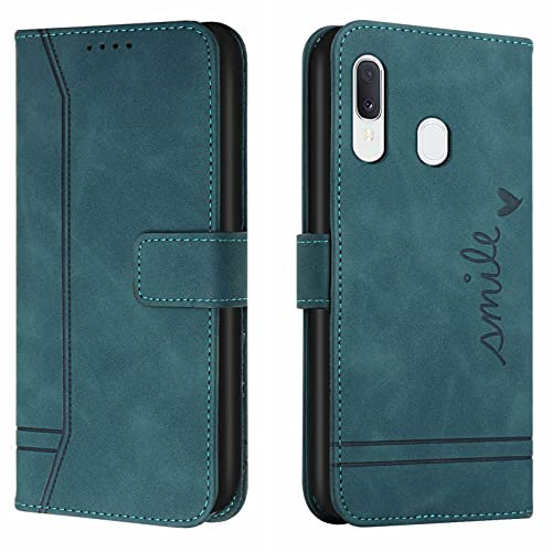 Lihondar Coque pour Samsung Galaxy A20 / A30, Etui Portefeuille Samsung A20 / A30, Protection Etui à Rabat Housse en Cuir PU avec Antichoc TPU [Fermoir Magnétique] pour Samsung A20 / A30 (Vert)