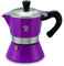 Pezzetti, Bellexpress Cafetière 3 tasses en aluminium avec couvercle transparent, joint en silicone alimentaire, poignée résistante à la chaleur, pour gaz électrique et vitrocéramique, lilas