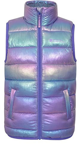 Mountain Warehouse Gepolsterte Kinder-Weste von Rocko - wasserabweisend, Mikrofaserweste, 2 Vordertaschen – idealer Körperwärmer für Jungen und Mädchen Multi Kinder 128 DE (7-8 Jahre)